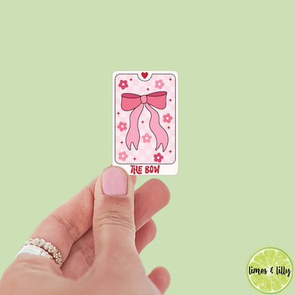 Coquette Pink The Bow Tarot Card Vinyl Sticker | Kindle Sticker | Bookish Stickers | Bookish Sticker | Mood Reader