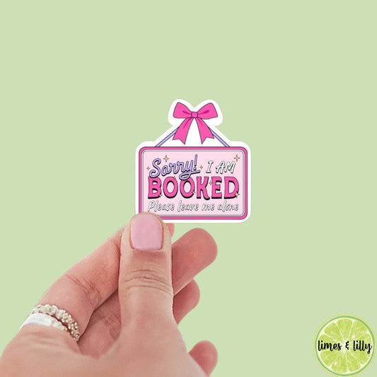 Sorry I Am Booked Please Leave Me Alone Sign Sticker, kindle stickers, water bottle , spicy romance, bookish stickers, bookstore