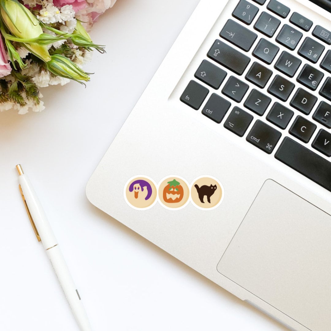 Halloween Cookies Sticker | Ghost, Pumpkin, Black Cat Cookies Sticker | Kindle Stickers | Vinyl Sticker | Laptop | Water Bottle