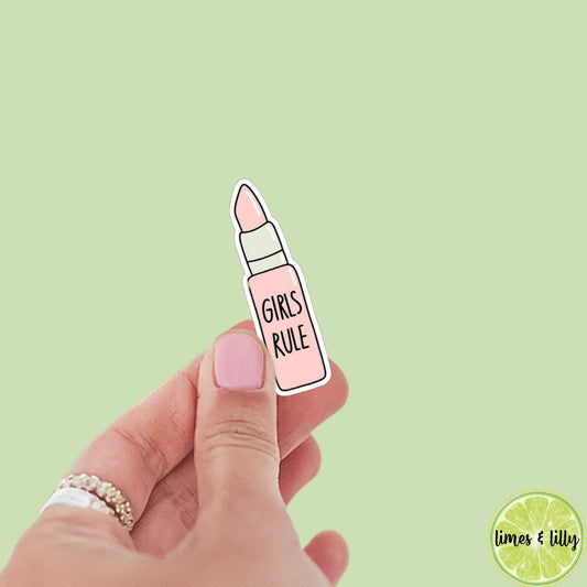Girls Rule Lipstick Makeup Sticker, kindle stickers, mental health sticker, Positivity Sticker, affirmations, bookish stickers