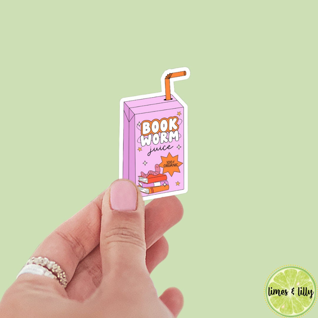 Book Worm Juice Sticker | Water Bottle Sticker | Bookish Stickers | Bookworm | Laptop Stickers | Kindle Stickers