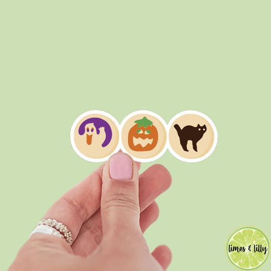 Halloween Cookies Sticker | Ghost, Pumpkin, Black Cat Cookies Sticker | Kindle Stickers | Vinyl Sticker | Laptop | Water Bottle
