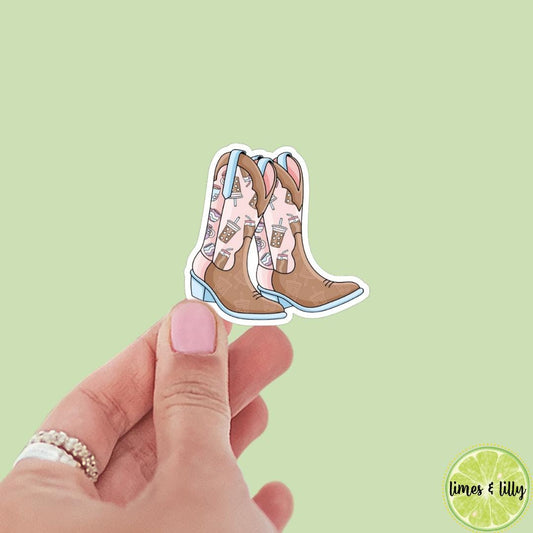 Iced Coffee Cowgirl Boots sticker, bookish stickers, kindle, laptop, spicy romance, book stickers, decal, water bottle, western
