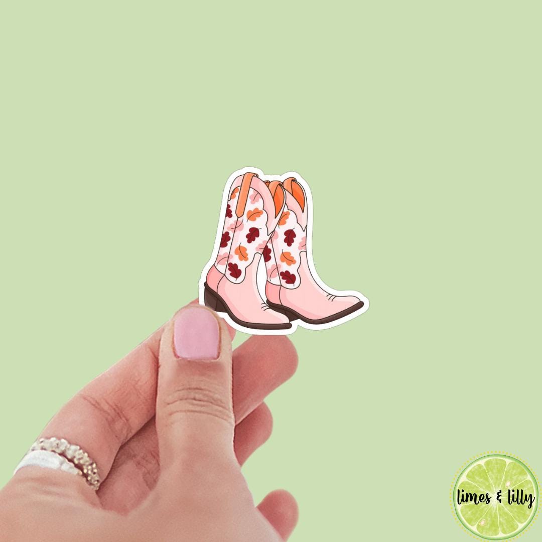 Fall Vibes Leaves Girl Cowgirl Boots sticker, bookish stickers, kindle, laptop, spicy romance, book stickers, decal, water bottle, western