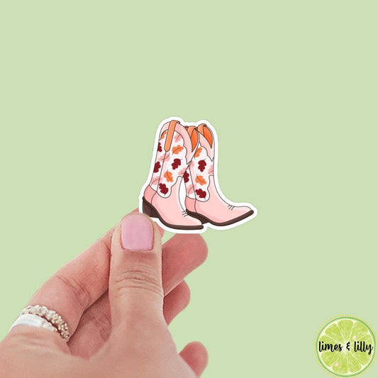 Fall Vibes Leaves Girl Cowgirl Boots sticker, bookish stickers, kindle, laptop, spicy romance, book stickers, decal, water bottle, western