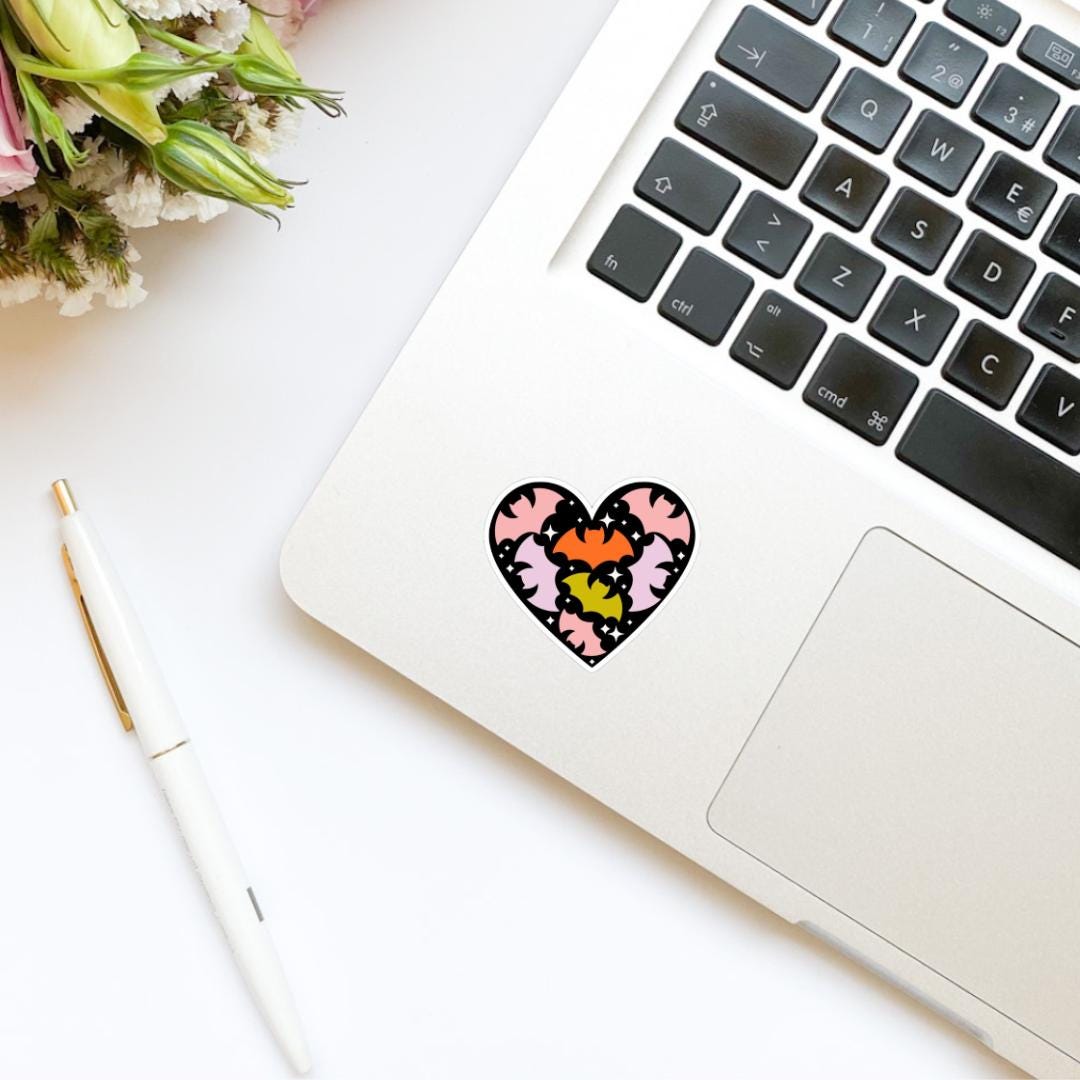Halloween Bats Heart Fall Sticker | Water Bottle Sticker | Bookish Stickers | Kindle Stickers