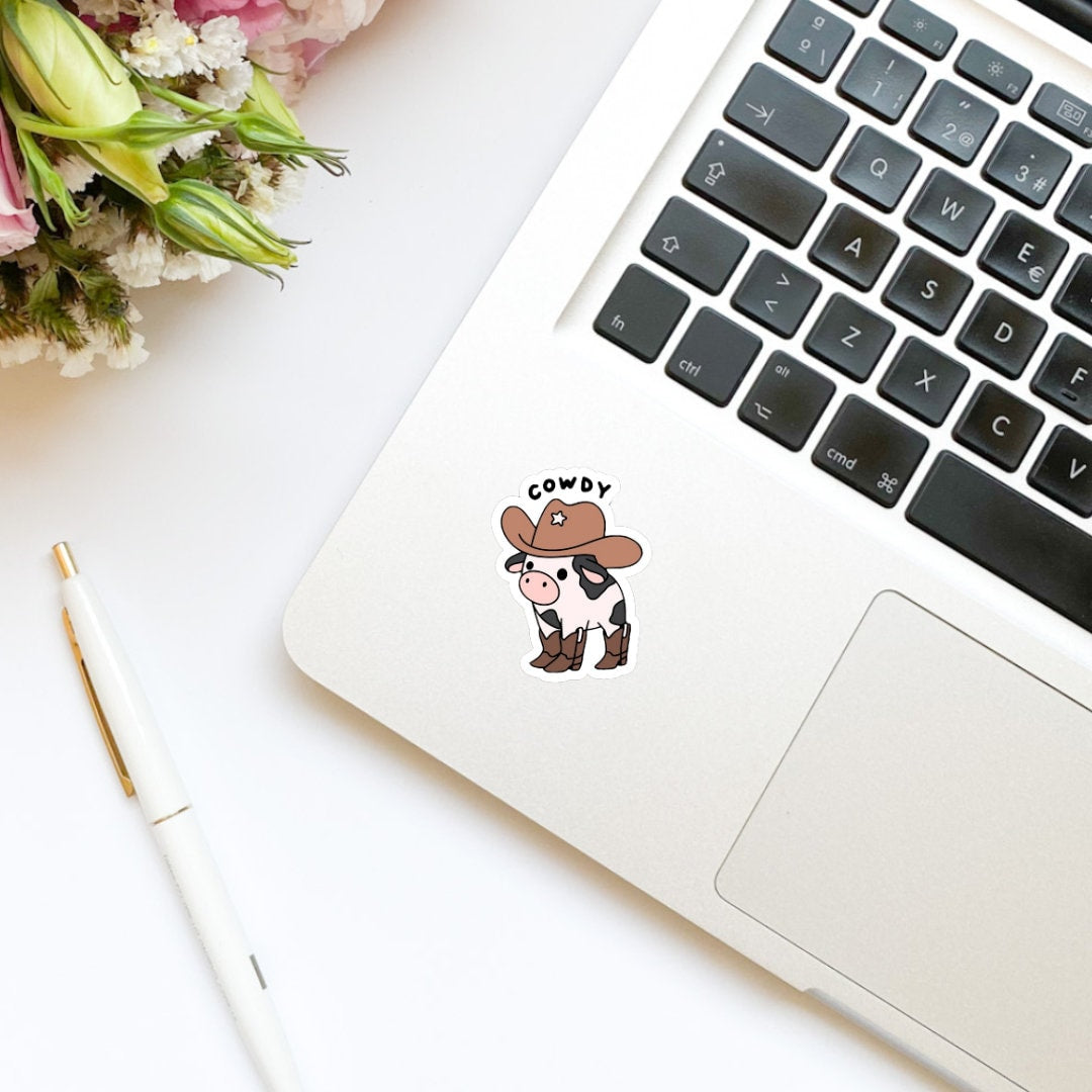Cowdy Cow Sticker | Book Stickers | Cowboy Stickers | Cowgirl | Howdy Sticker | Bookish Stickers | Kindle Stickers | Decal