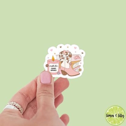Smells Like Cowboy Romance Vinyl Sticker | Book Sticker | Girly | Water Bottle Sticker | Bookish Stickers | Kindle Sticker | Book Lover