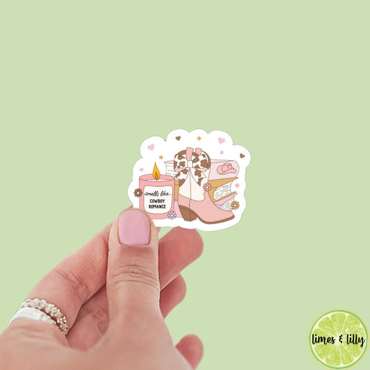 Smells Like Cowboy Romance Vinyl Sticker | Book Sticker | Girly | Water Bottle Sticker | Bookish Stickers | Kindle Sticker | Book Lover