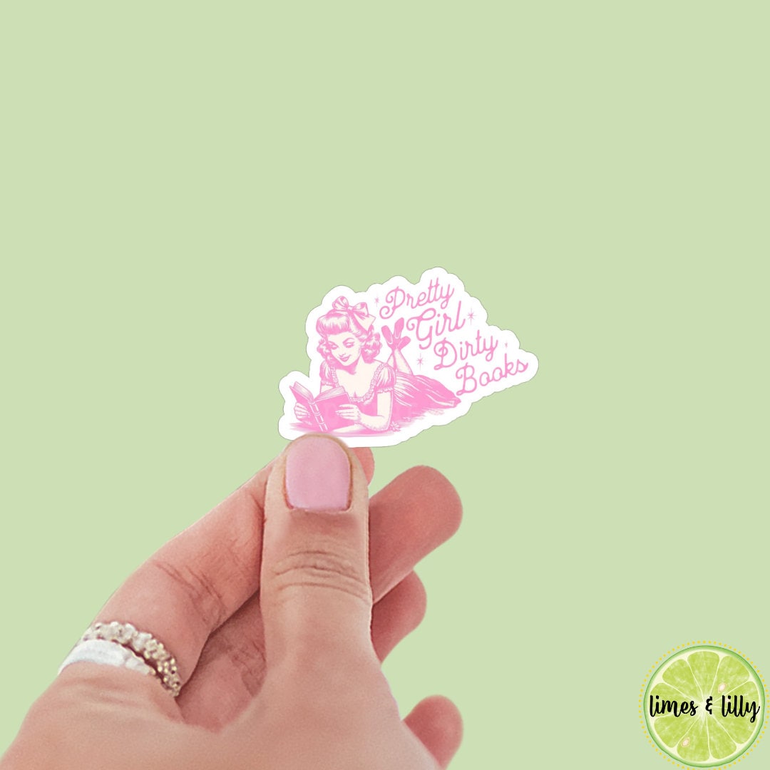 Pretty Girl Dirty Books Woman Reading Quote Sticker | Vintage Sticker | Kindle Sticker | Bookish Stickers | Bookish Sticker | Sticker Quote
