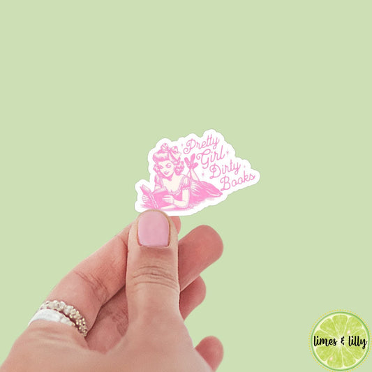 Pretty Girl Dirty Books Woman Reading Quote Sticker | Vintage Sticker | Kindle Sticker | Bookish Stickers | Bookish Sticker | Sticker Quote