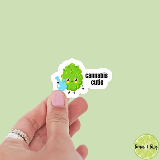 Cannibis Cutie with Bong Sticker | bookish stickers | Kindle stickers | 420 | laptop | weed smoker | marijuana smoker