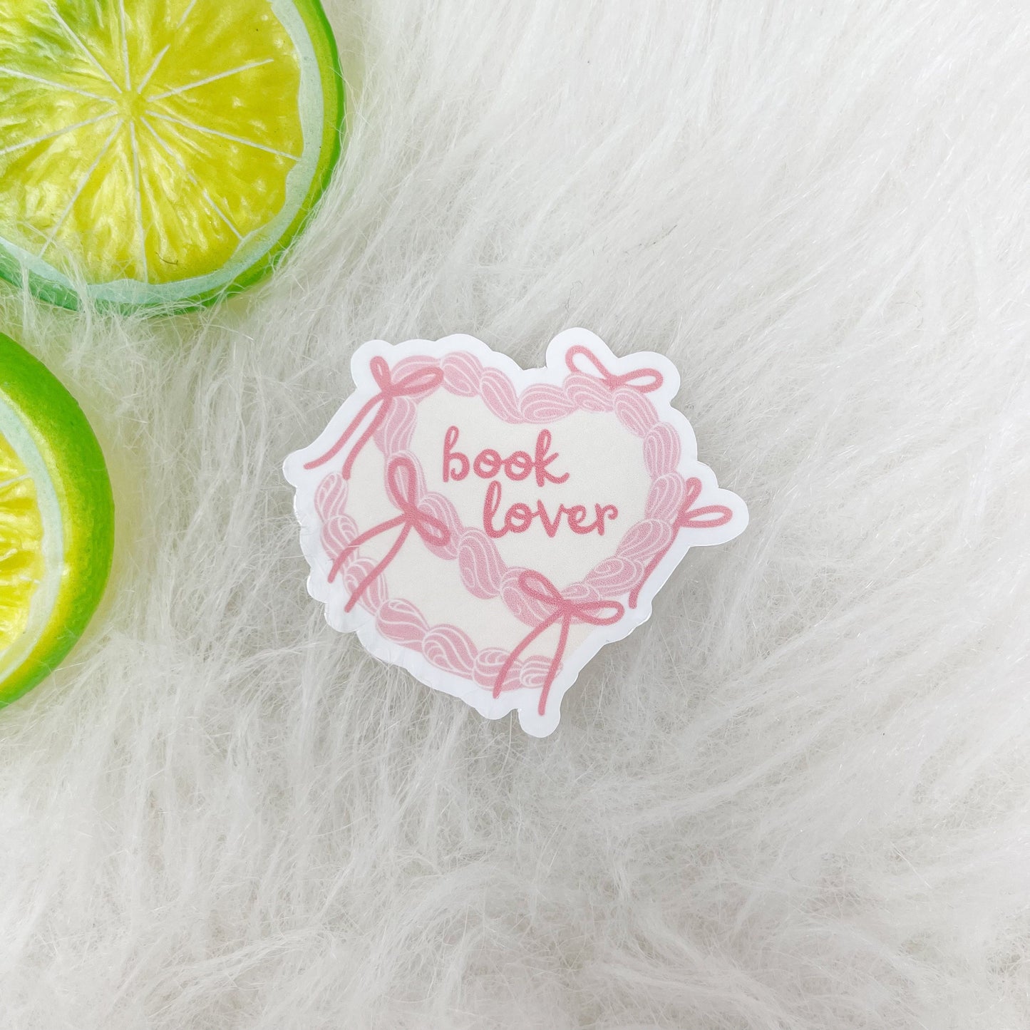 Custom Text Sticker | Coquette Pink Bow Book Lover Cake Sticker | Vintage Kindle Sticker | Bookish Stickers | Kindle Stickers