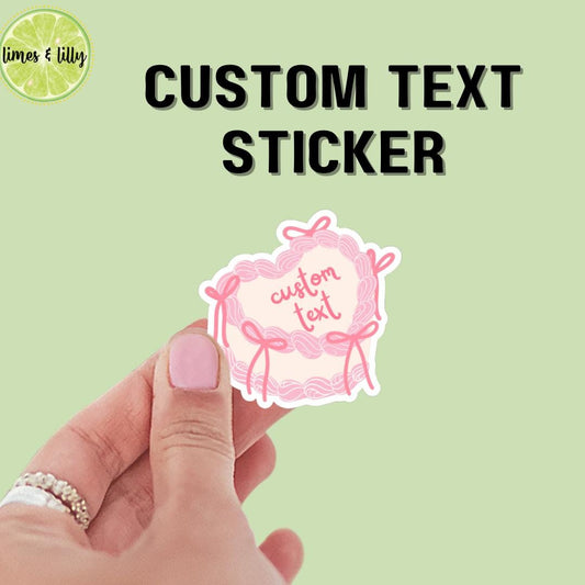 Custom Text Sticker | Coquette Pink Bow Book Lover Cake Sticker | Vintage Kindle Sticker | Bookish Stickers | Kindle Stickers