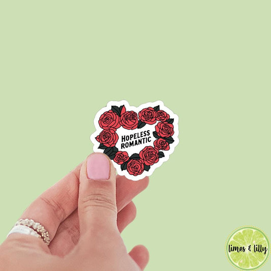 Hopeless Romantic Rose Heart Sticker | Kindle Stickers | Bookish Stickers | Romance Reader | Mood Reader | Smut