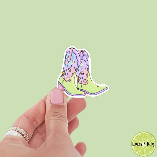 Retro Space Girl Cowgirl Boots sticker, bookish stickers, kindle, laptop, spicy romance, book stickers, decal, water bottle, western
