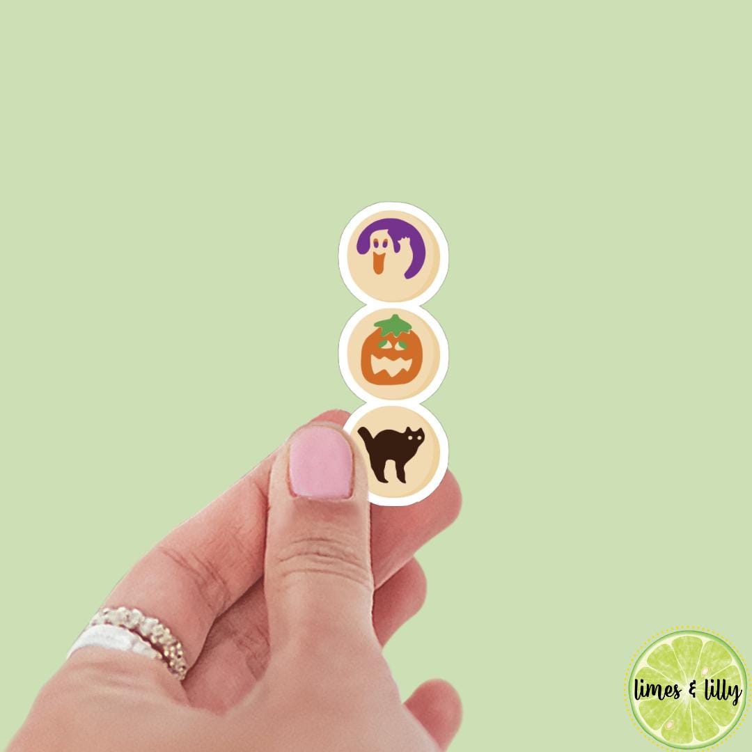Halloween Cookies Sticker | Ghost, Pumpkin, Black Cat Cookies Sticker | Kindle Stickers | Vinyl Sticker | Laptop | Water Bottle