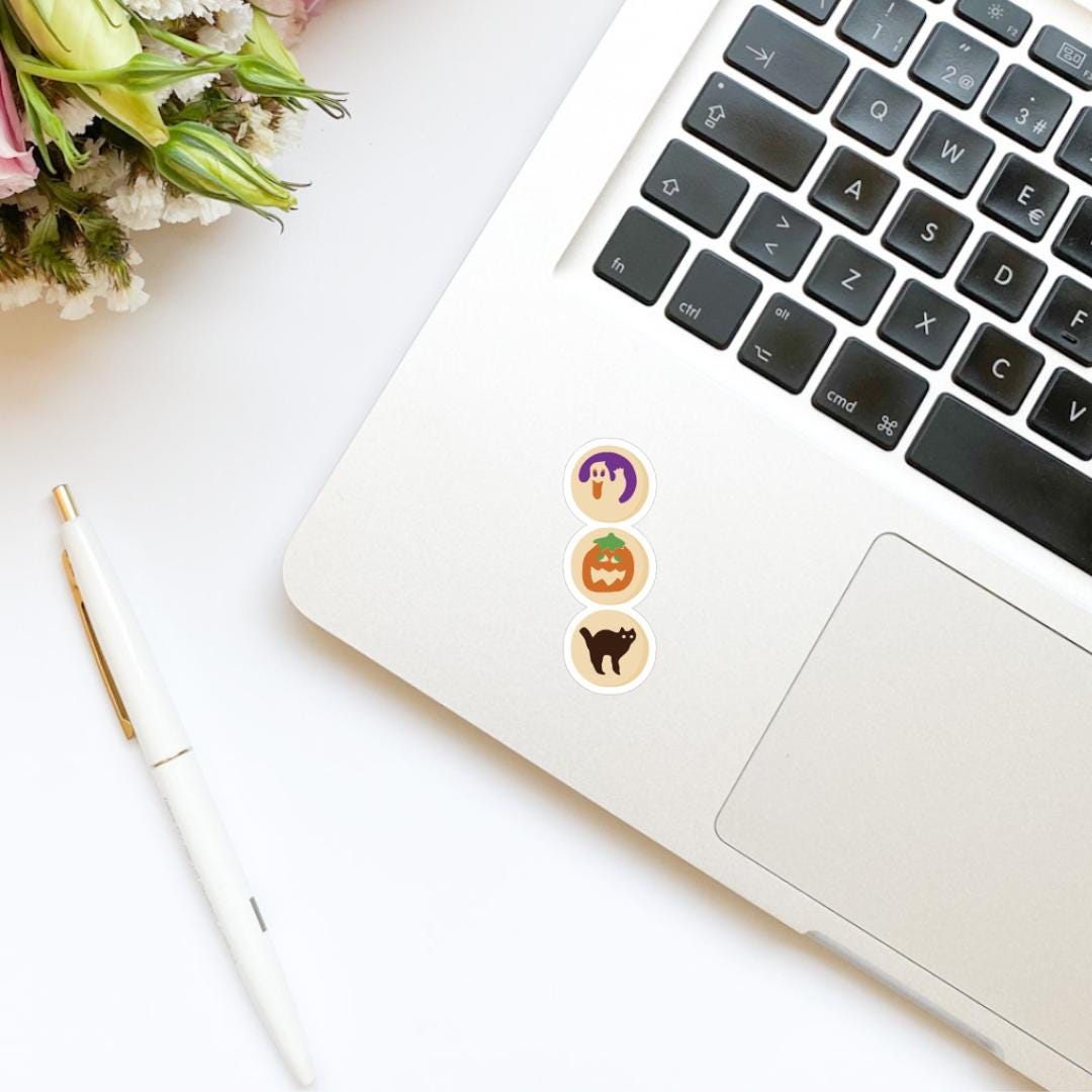 Halloween Cookies Sticker | Ghost, Pumpkin, Black Cat Cookies Sticker | Kindle Stickers | Vinyl Sticker | Laptop | Water Bottle
