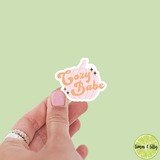 Cozy Babe Pink Pumpkin Fall Sticker | Water Bottle Sticker | Bookish Stickers | Kindle Stickers