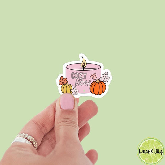 Cozy Vibes Candle Fall Sticker | Water Bottle Sticker | Bookish Stickers | Kindle Stickers