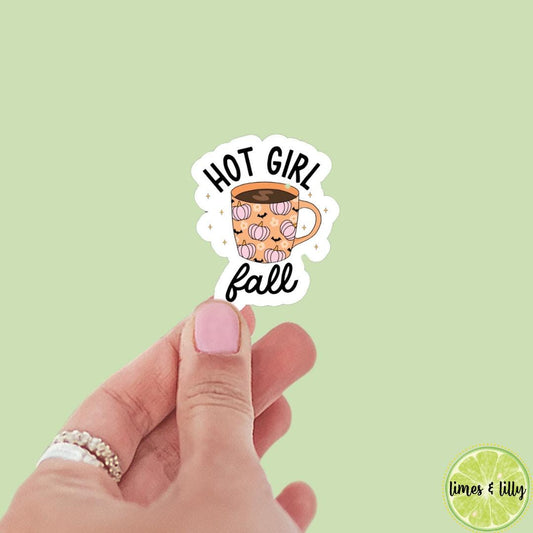 Hot Girl Fall Coffee Cup Sticker | Water Bottle Sticker | Bookish Stickers | Kindle Stickers | Vinyl