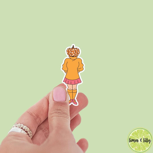 Velma Pumpkin Head Fall Halloween Sticker | Water Bottle Sticker | Bookish Stickers | Kindle Stickers | Vinyl