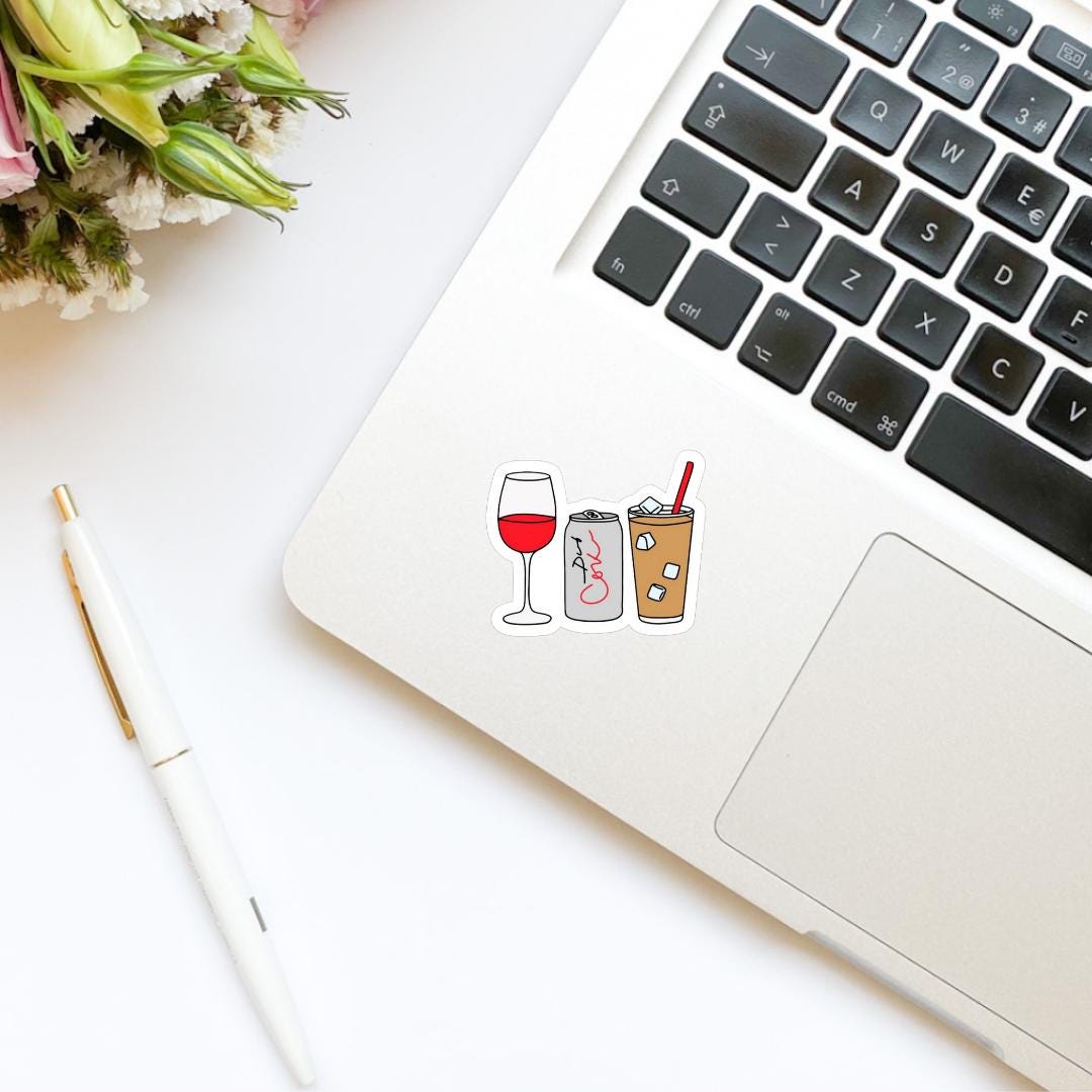 Red Wine Soda Iced Coffee Sticker | Diet Coke | Kindle Sticker | Bookish Stickers | Trendy Stickers |