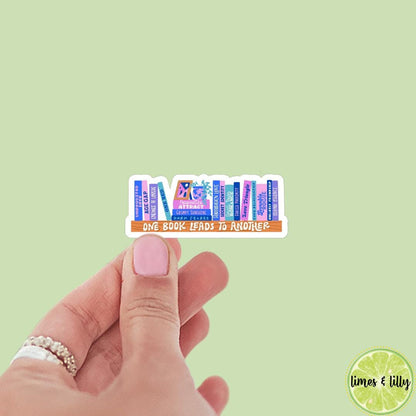 One Book Leads to Another Romance Tropes Bookshelf Sticker | Book Sticker | Girly | Water Bottle Sticker | Bookish Stickers | Kindle Sticker
