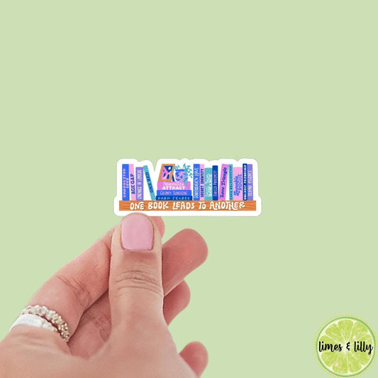 One Book Leads to Another Romance Tropes Bookshelf Sticker | Book Sticker | Girly | Water Bottle Sticker | Bookish Stickers | Kindle Sticker