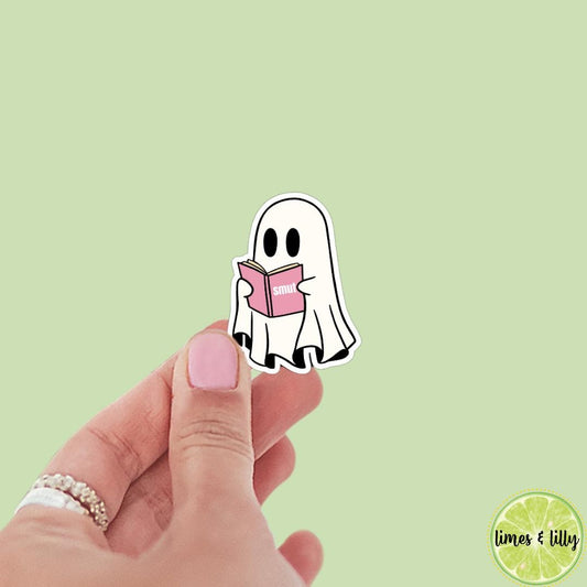 Ghost Reading Smut Pink Book Sticker | Water Bottle Sticker | Bookish Stickers | Kindle Stickers