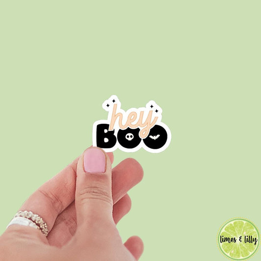 Hey Boo Bats Skulls Sticker | Cauldron | Fall | Halloween Stickers | Kindle Stickers | Vinyl Sticker | Laptop | Water Bottle