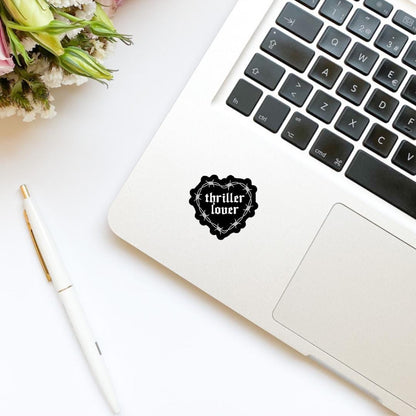 Thriller Book Lover Thorn Thorny Spiky Black Heart Vinyl Sticker| Bookish Stickers | Kindle Stickers | Laptop Sticker | Water Bottle Sticker