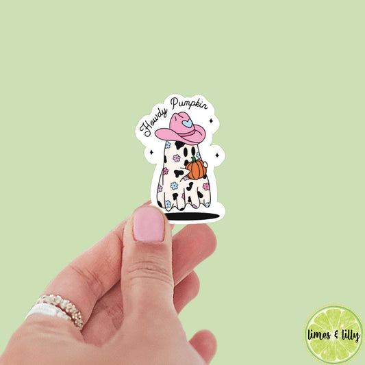 Howdy Pumpkin Ghost Sticker | Fall Autumn Sticker| Fall Vibes | Western Cowboy Sticker | Kindle Sticker | Bookish Stickers
