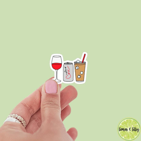 Red Wine Soda Iced Coffee Sticker | Diet Coke | Kindle Sticker | Bookish Stickers | Trendy Stickers |