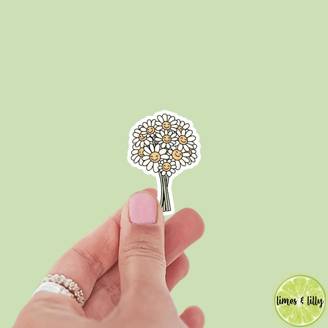 Flower Floral Daisy Bouquet Spring Summer Sticker | Kindle Sticker | Bookish Stickers | Laptop Sticker |