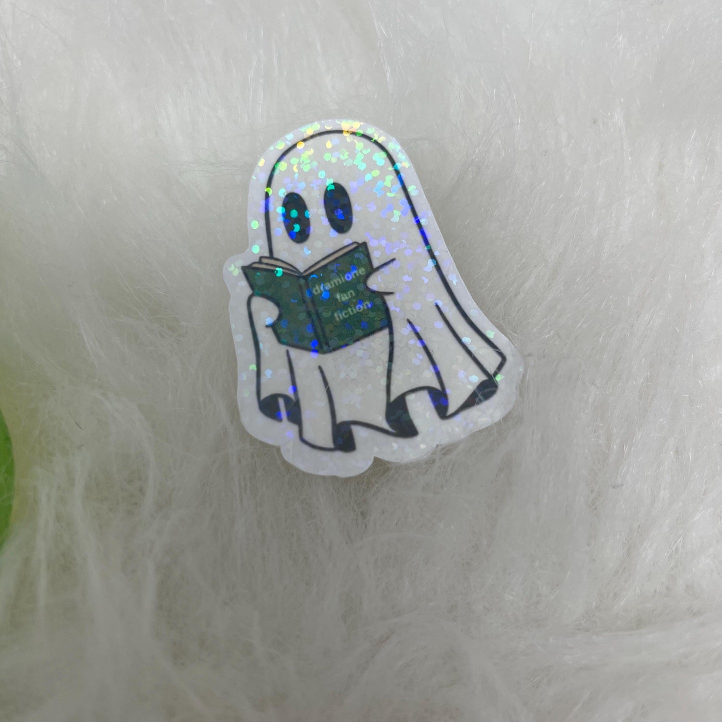 Ghost Reading Dramione Fan Fiction Green Book Sticker | Water Bottle Sticker | Bookish Stickers | Kindle Stickers