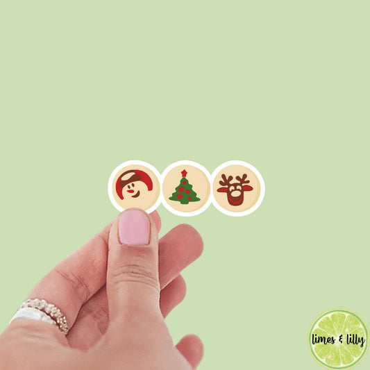 Christmas Holiday Cookies Sticker | Snowman, Reindeer, Christmas Tree Cookies Sticker | Kindle Stickers | Vinyl Sticker | Laptop
