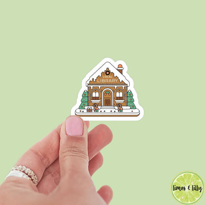 Local Library Gingerbread House Winter Bookish Sticker | Christmas Sticker | Holiday Sticker | Kindle Stickers | Vinyl Sticker | Laptop
