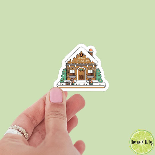 Local Library Gingerbread House Winter Bookish Sticker | Christmas Sticker | Holiday Sticker | Kindle Stickers | Vinyl Sticker | Laptop