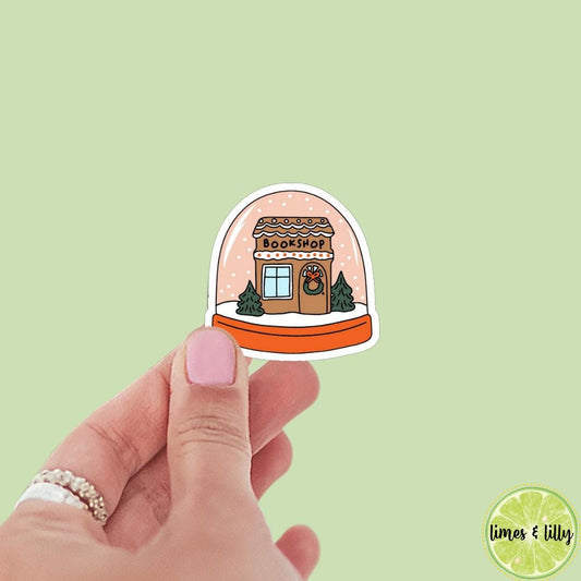 Bookshop Winter Snowglobe Sticker | Christmas Sticker | Holiday Sticker | Kindle Stickers | Vinyl Sticker | Laptop