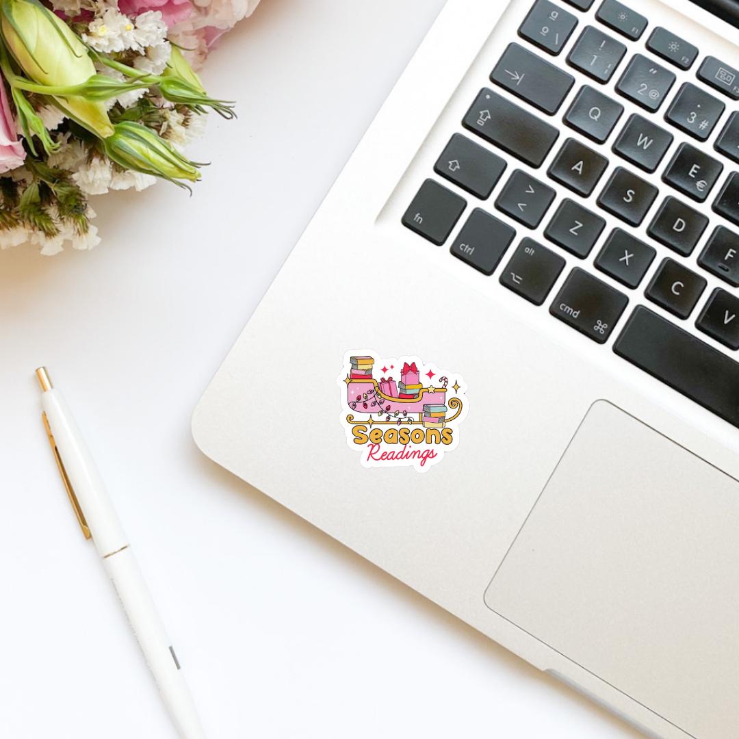 Seasons Readings Greetings Sleigh Bookish Sticker | Christmas Sticker | Holiday Sticker | Kindle Stickers | Vinyl Sticker | Laptop