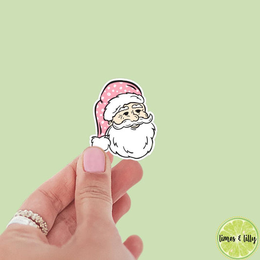 Pink Christmas Santa Claus St. Nick Sticker | Christmas Sticker | Holiday Sticker | Kindle Stickers | Vinyl Sticker | Laptop