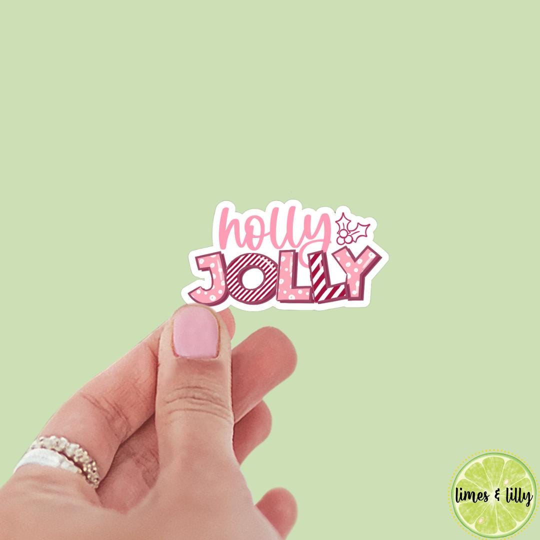 Pink Christmas Holly Jolly Sticker | Christmas Sticker | Holiday Sticker | Kindle Stickers | Vinyl Sticker | Laptop