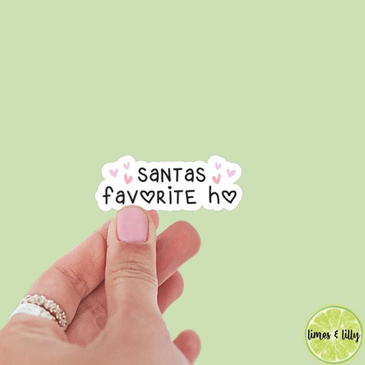 Pink Christmas Santa’s Favorite Ho Sticker | Christmas Sticker | Holiday Sticker | Kindle Stickers | Vinyl Sticker | Laptop