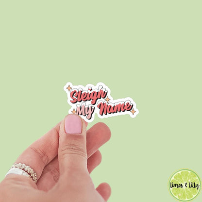 Christmas Sleigh My Name Sticker | Christmas Sticker | Holiday Sticker | Kindle Stickers | Vinyl Sticker | Laptop