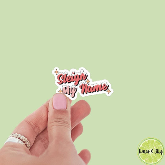 Christmas Sleigh My Name Sticker | Christmas Sticker | Holiday Sticker | Kindle Stickers | Vinyl Sticker | Laptop
