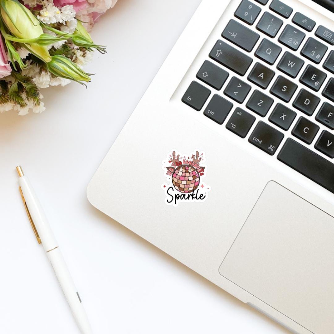 It’s the Season to Sparkle Reindeer Disco Ball Sticker | Christmas Sticker | Holiday Sticker | Kindle Stickers | Vinyl Sticker | Laptop