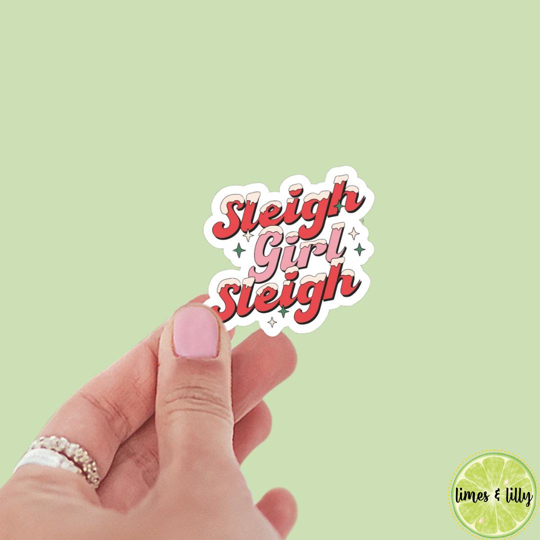 Sleigh Girl Sleigh Sticker | Cutesy Sticker | Christmas Sticker | Holiday Sticker | Kindle Stickers | Vinyl Sticker | Laptop