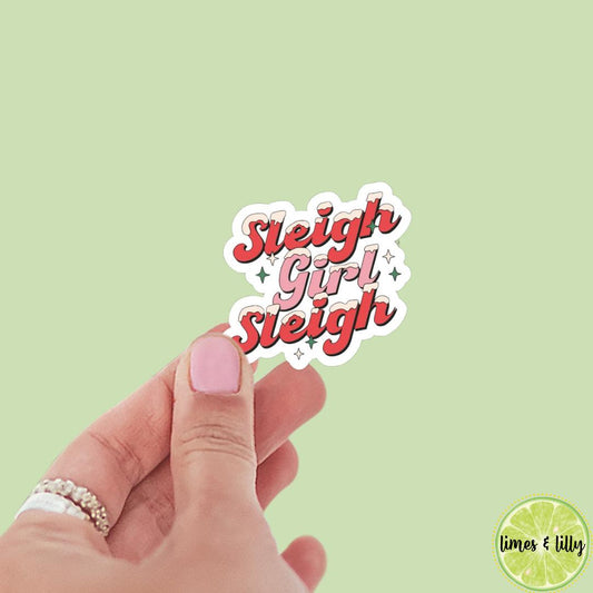 Sleigh Girl Sleigh Sticker | Cutesy Sticker | Christmas Sticker | Holiday Sticker | Kindle Stickers | Vinyl Sticker | Laptop