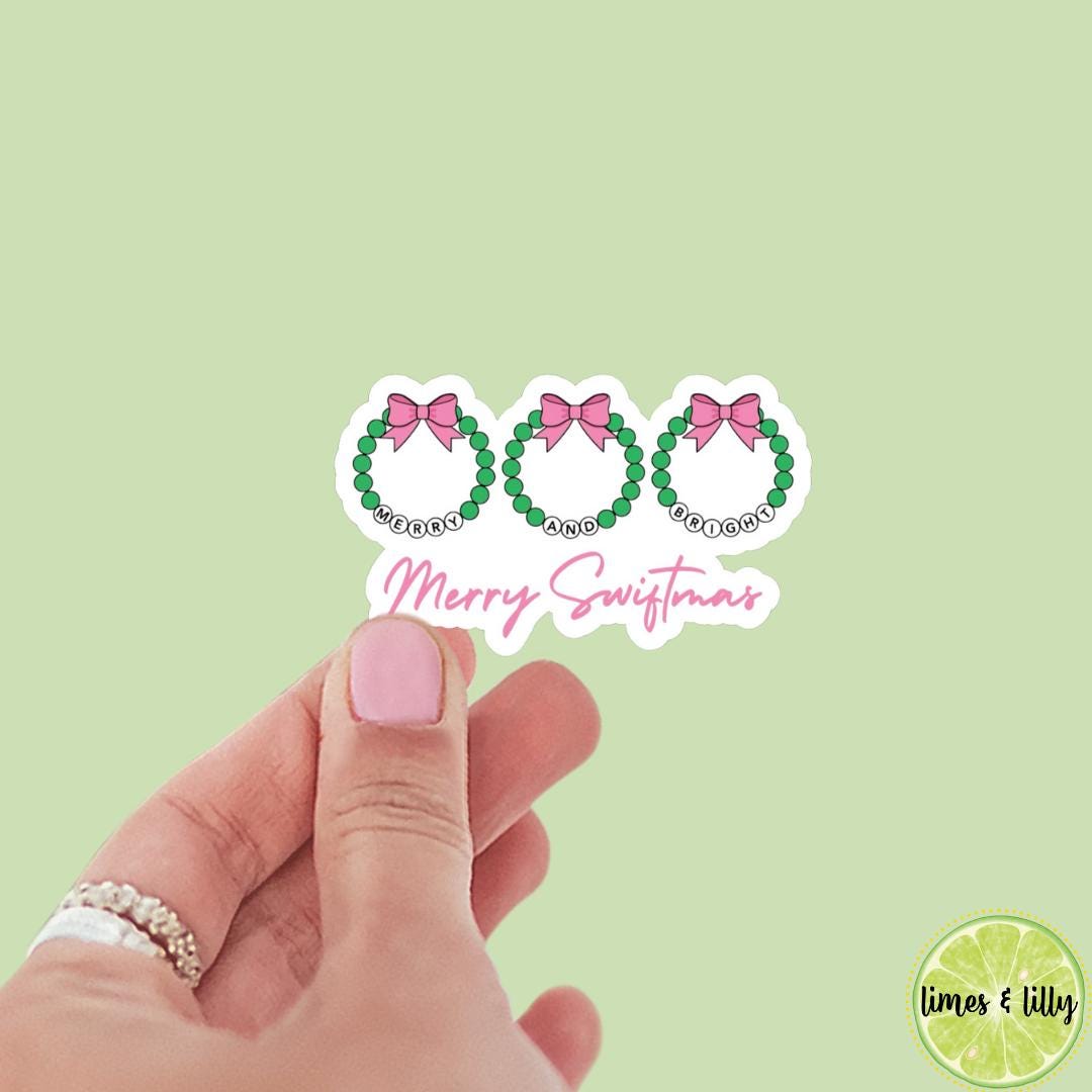 Merry Swiftmas Friendship Bracelet Wreath Sticker | Eras Sticker | Christmas Sticker | Holiday Sticker | Kindle Stickers | Vinyl Sticker
